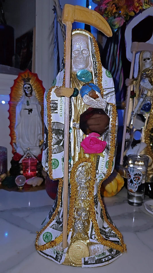 12 " Dinero Robe Santa Muerte Statue