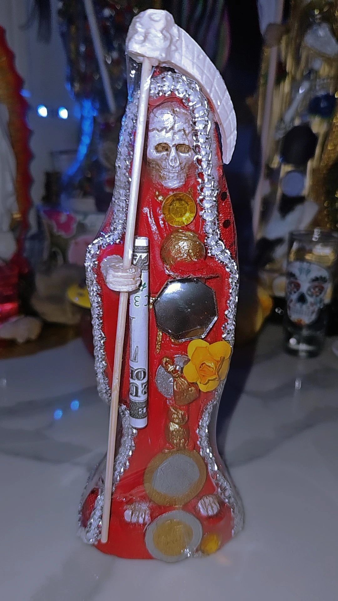 8 " Red Robe Santa Muerte Statue