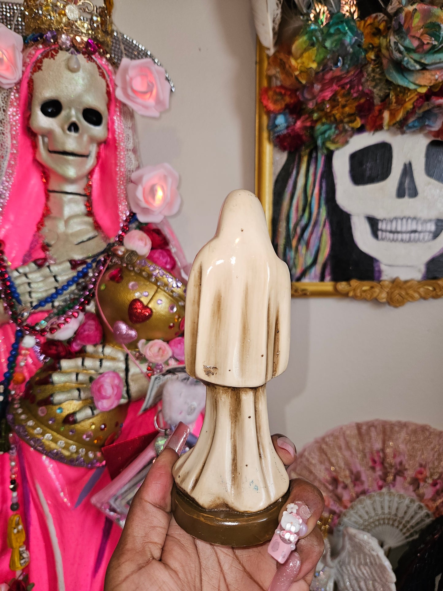 6" Bone Santa Muerte Statue