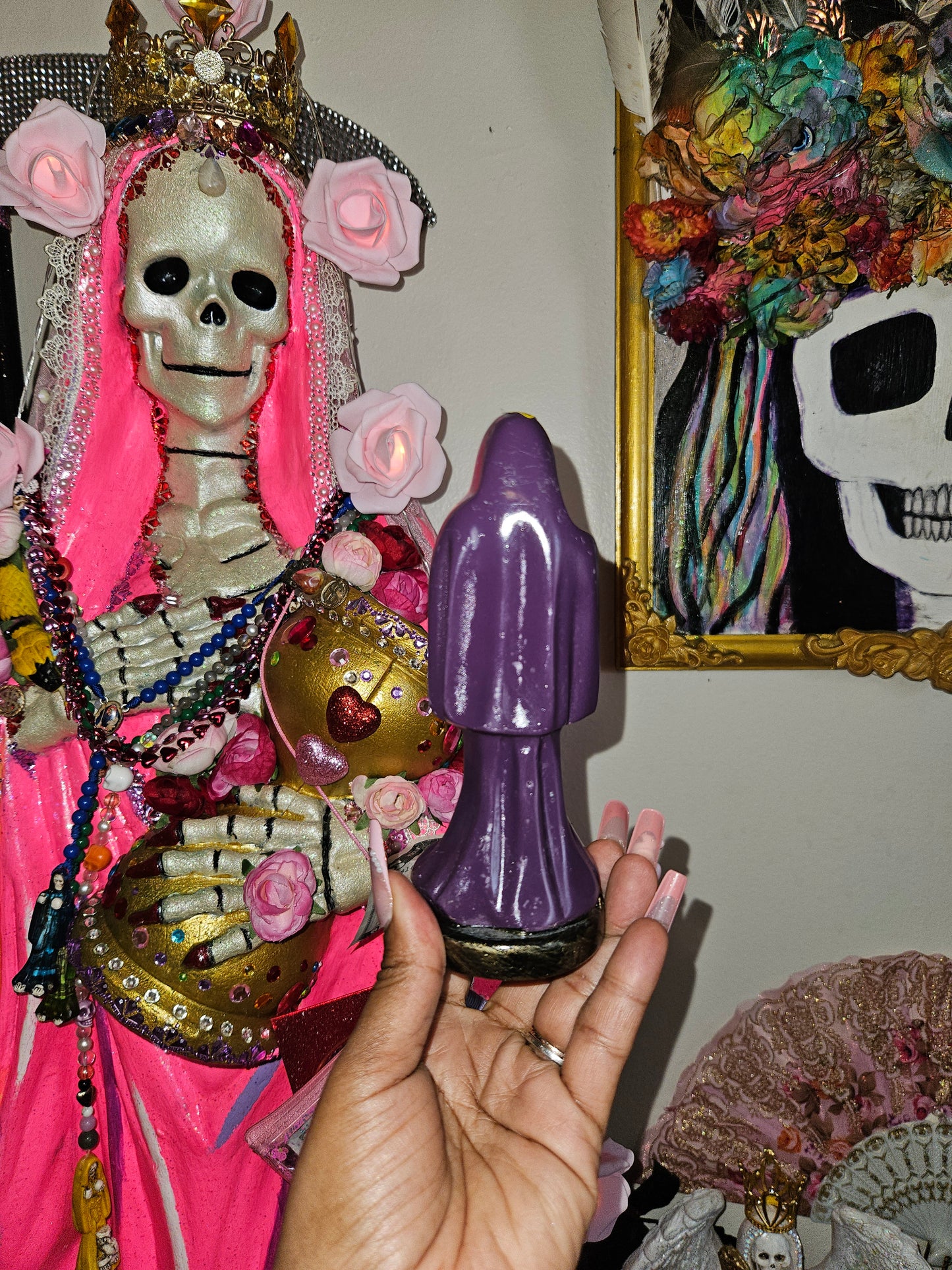 6" Purple Robe Santa Muerte Statue