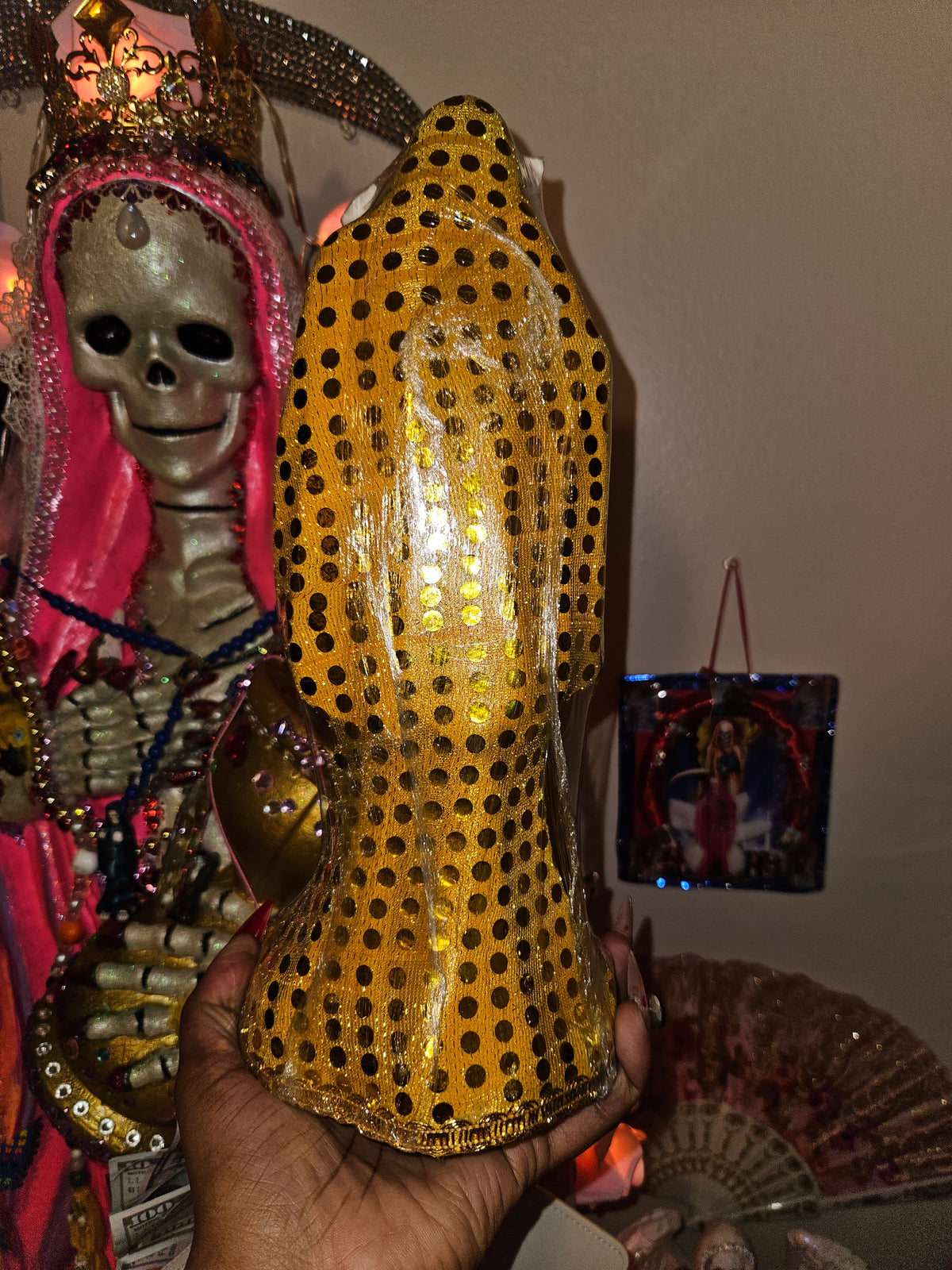12" Vestida Marigold Yellow Robe Santa Muerte Statue