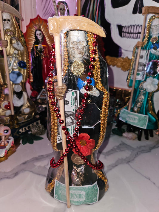 12 "  Black Robe Santa Muerte Statue