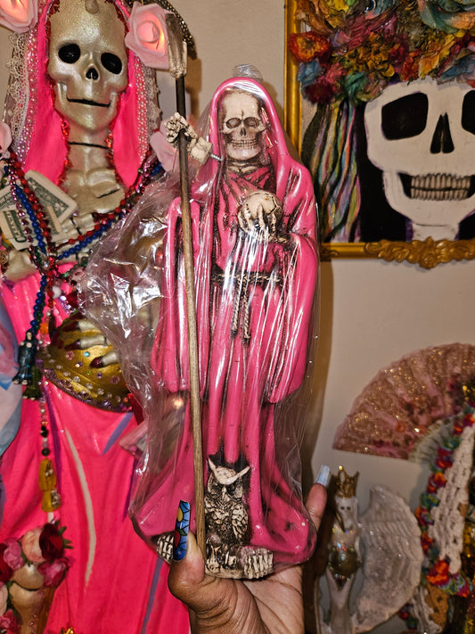 12" Pink Robe Santa Muerte Statue