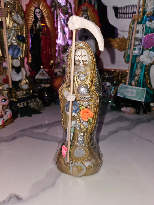 8 " Gold Robe Santa Muerte Statue