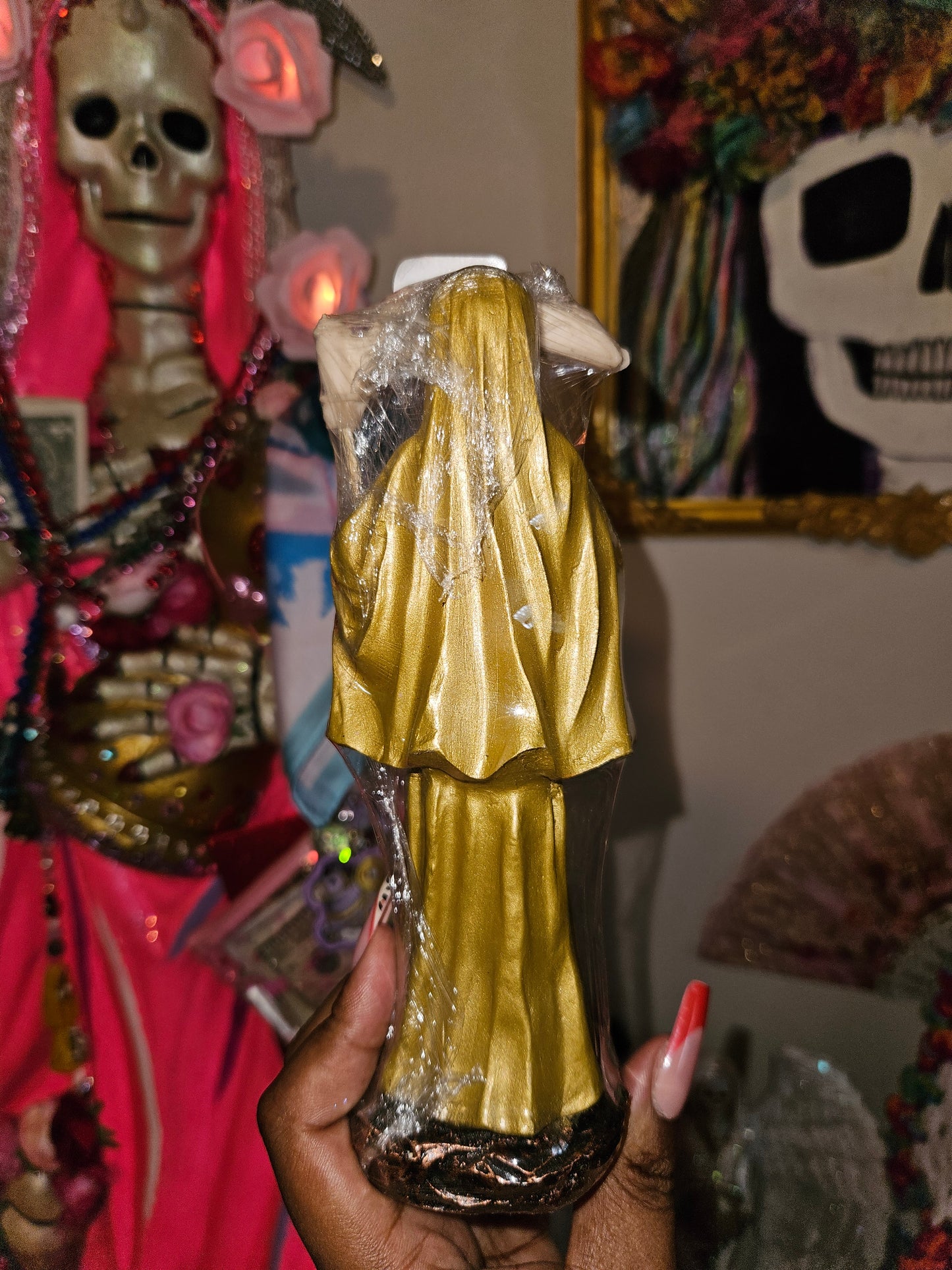 8" Gold/Oro Dorada Robe Santa Muerte Statue