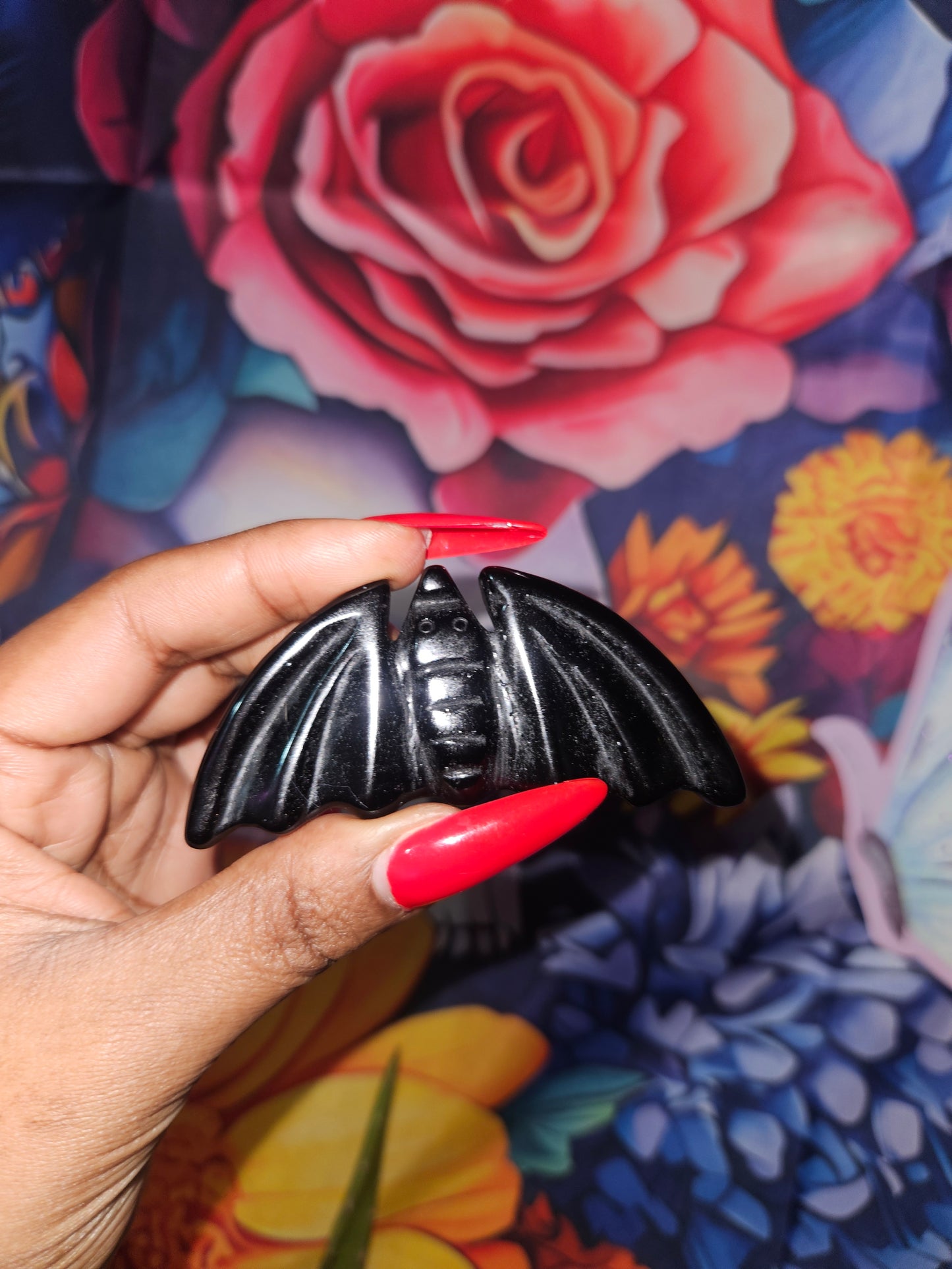 Hand-Carved Crystal Bat