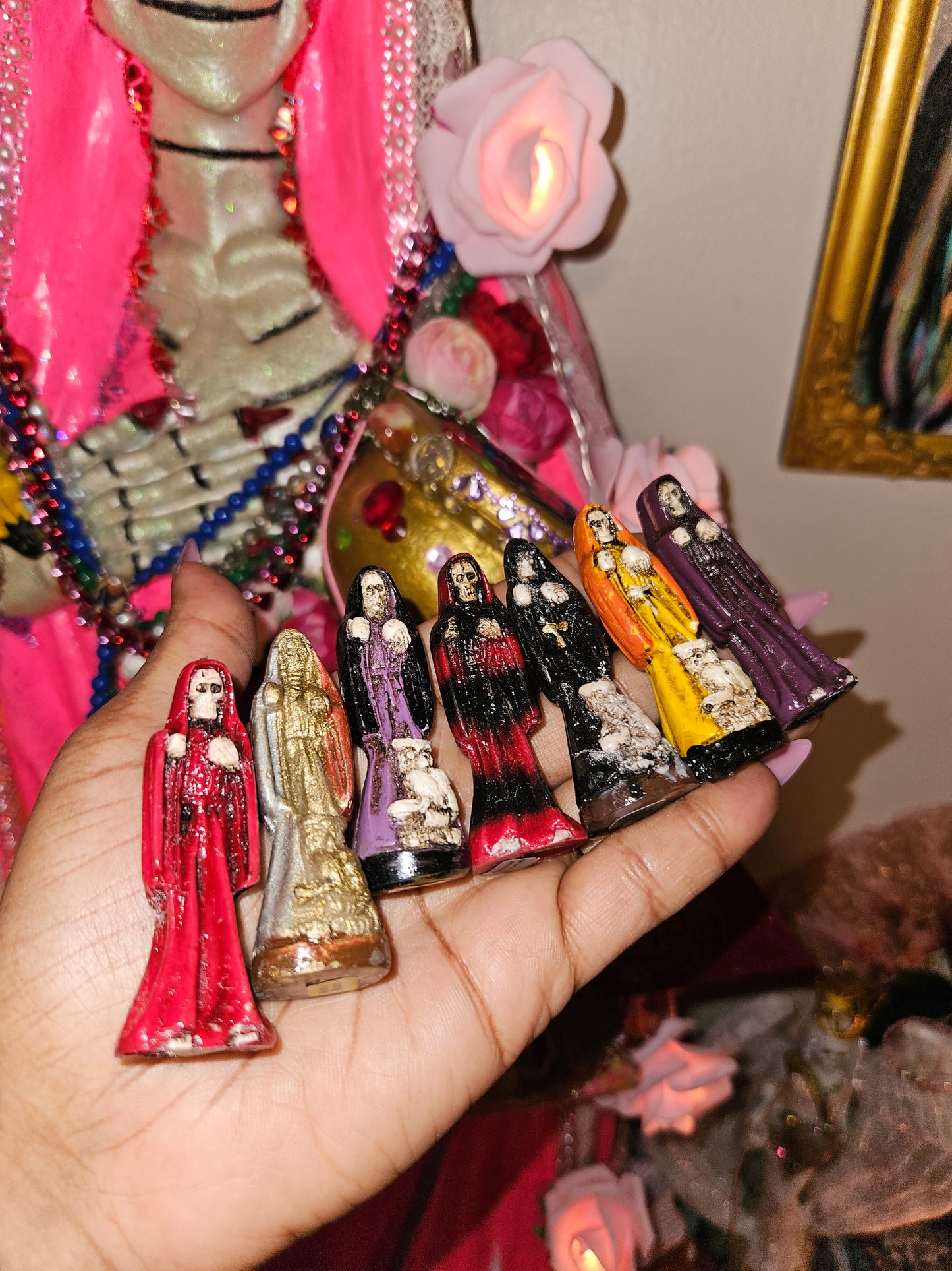 2.5 inch (mini) Santa Muerte Statue & Altar Kit
