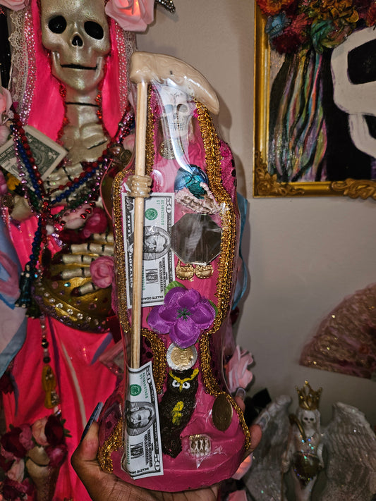 12" Vestida Pink Robe Santa Muerte Statue