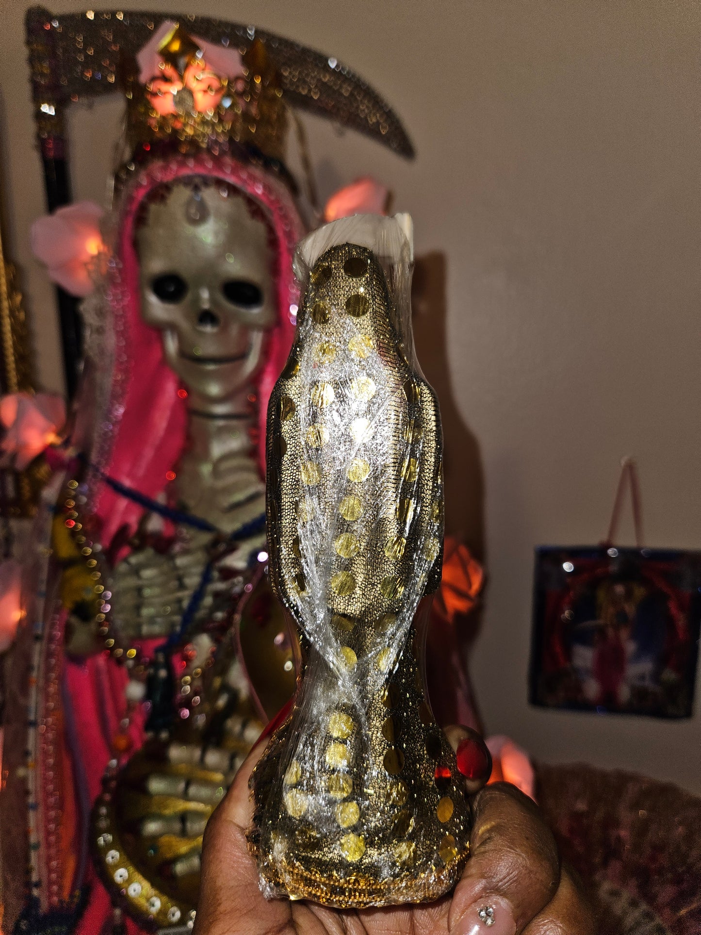 6" Gold Robe Santa Muerte Statue