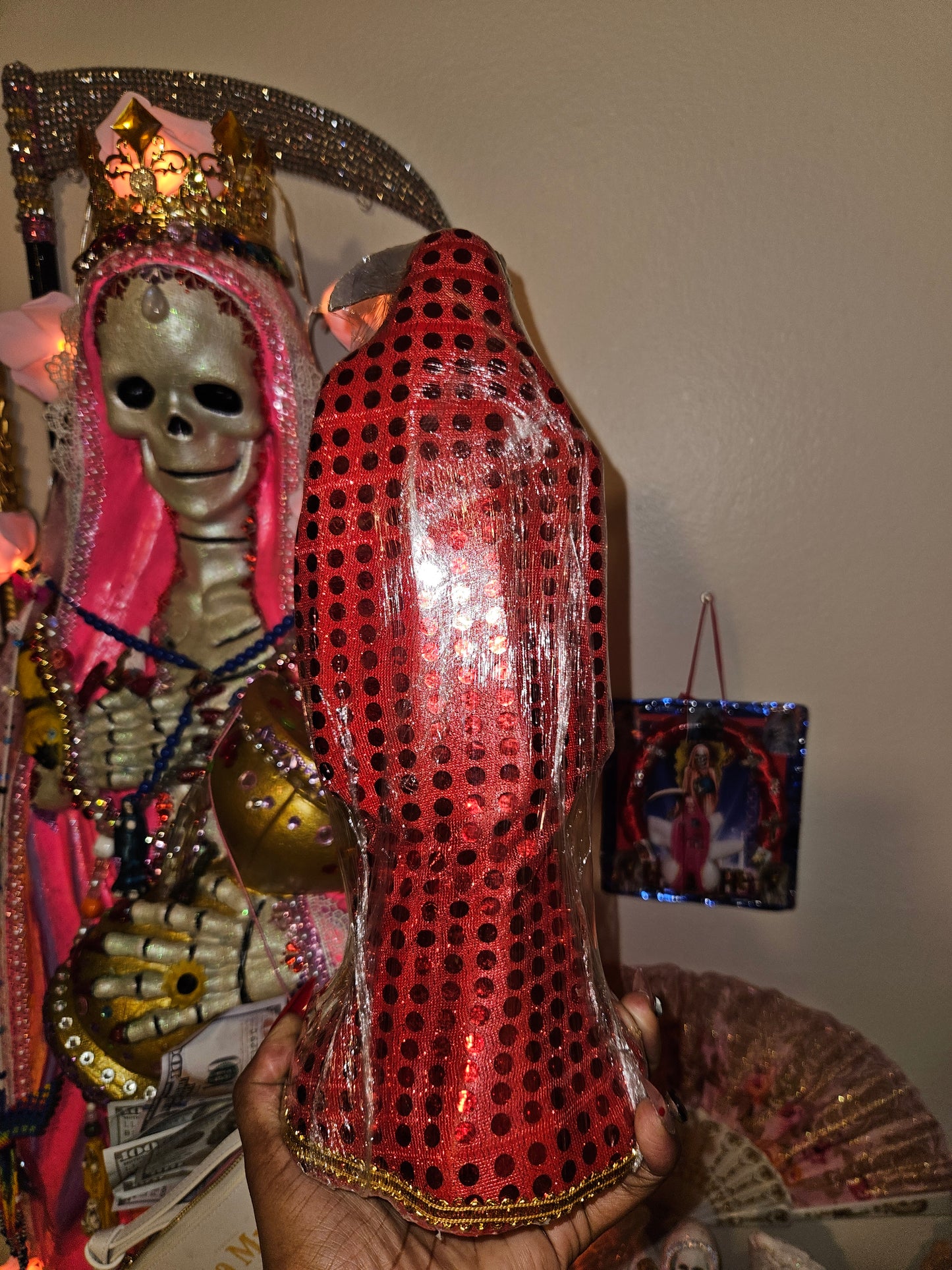 12 " Roja/Red Robe Santa Muerte Statue