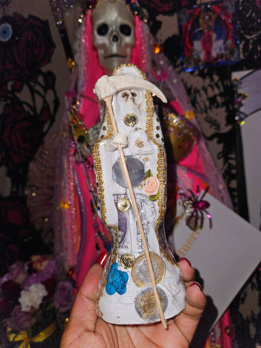 8" White Robe Santa Muerte Statue