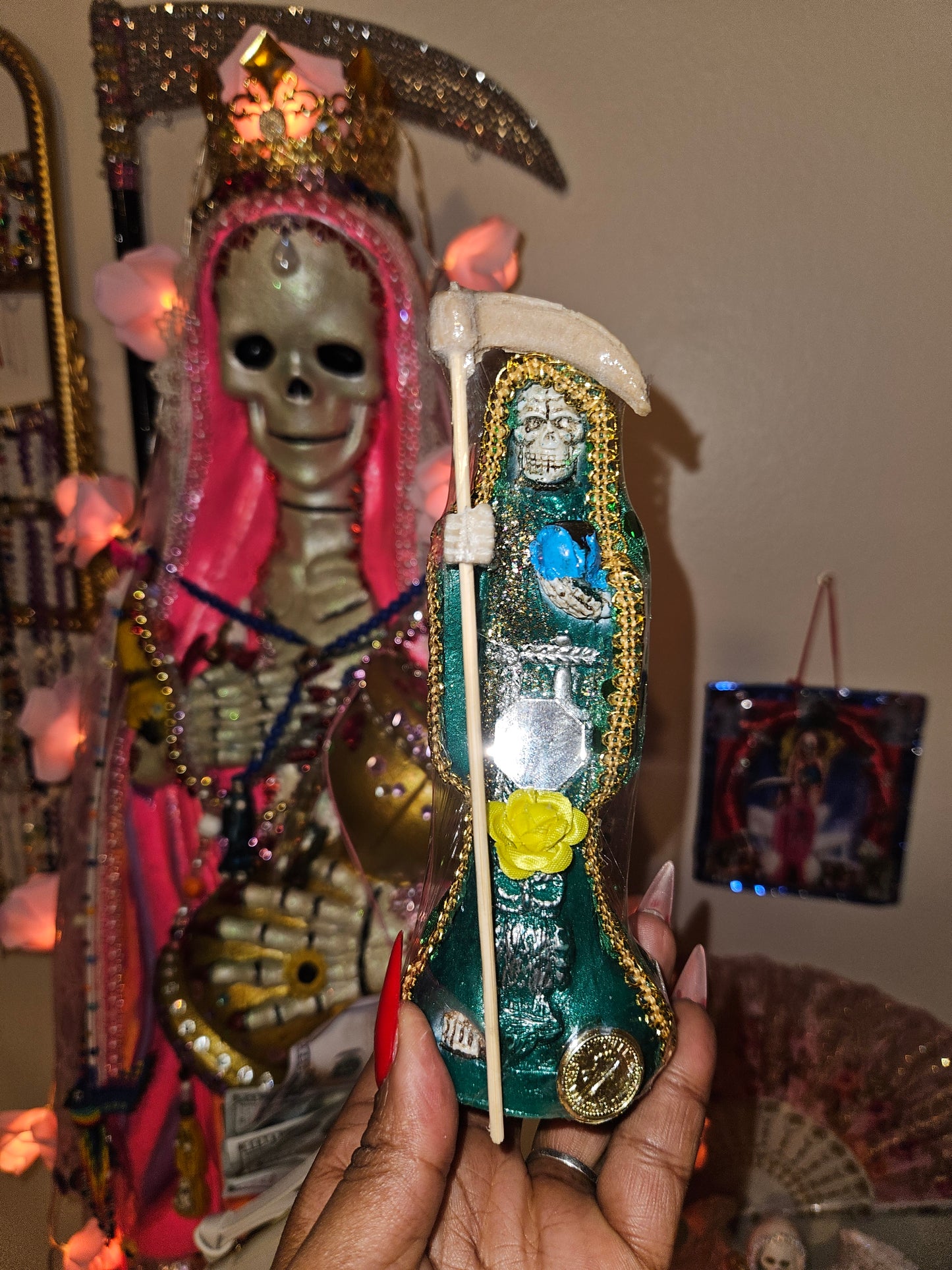 6" Vestida Green Santa Muerte Statue