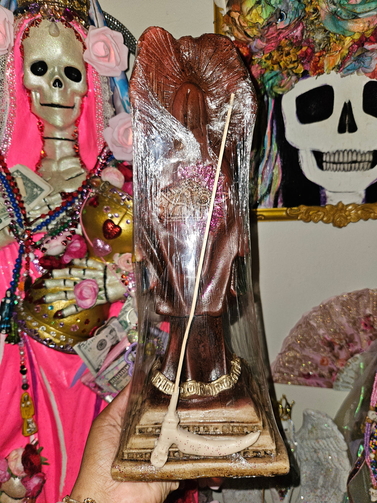 14" Aztec/ Mexica Santa Muerte Statue