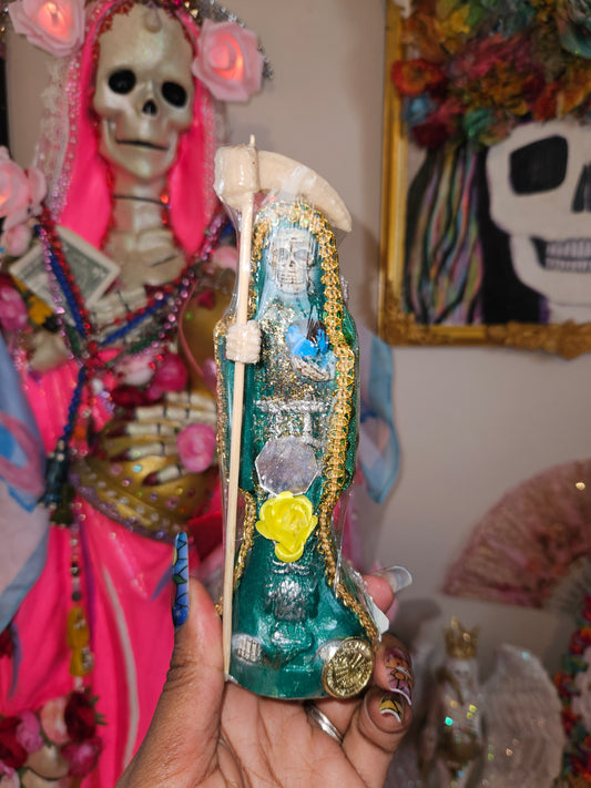 6" Vestida Green Santa Muerte Statue
