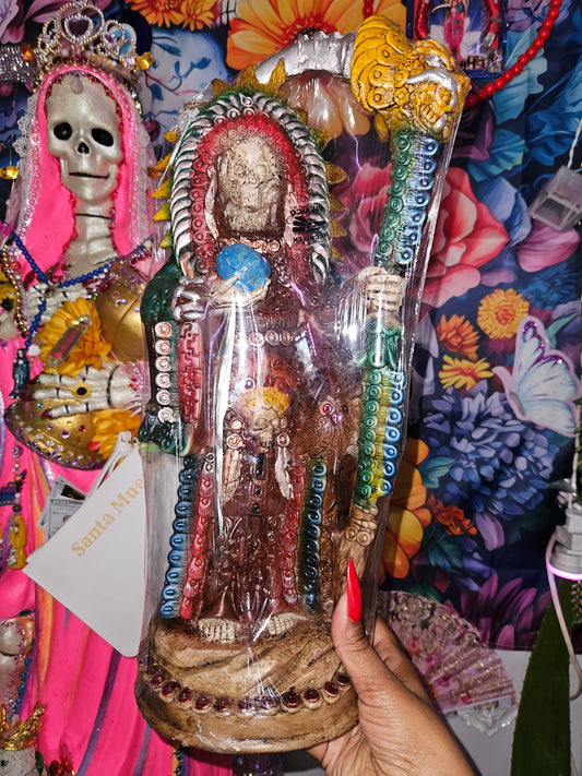 17" Metallic Indigenous Santa Muerte Statue