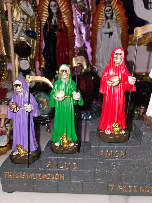 7 3.5 Santa Muerte Statues on Stand w/ Removable Scythes