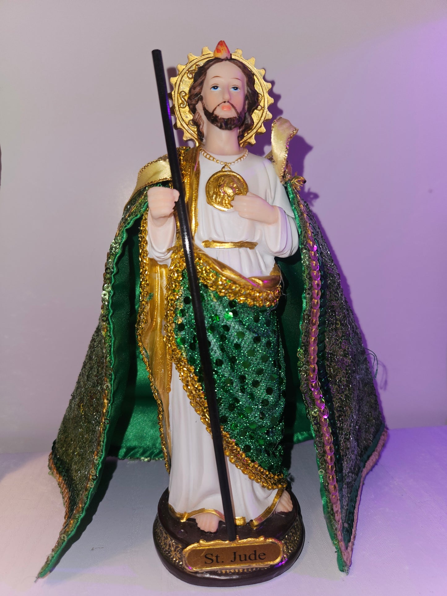 12" Saint Jude Dressed Statue w/ Gold Card, Incense & Oil