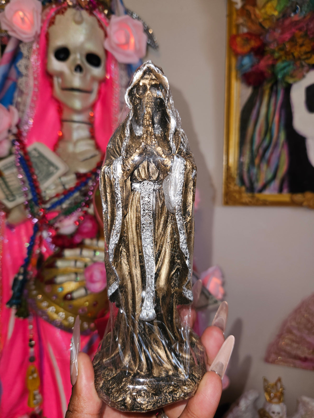 7" Prayer Hands Santa Muerte Statue