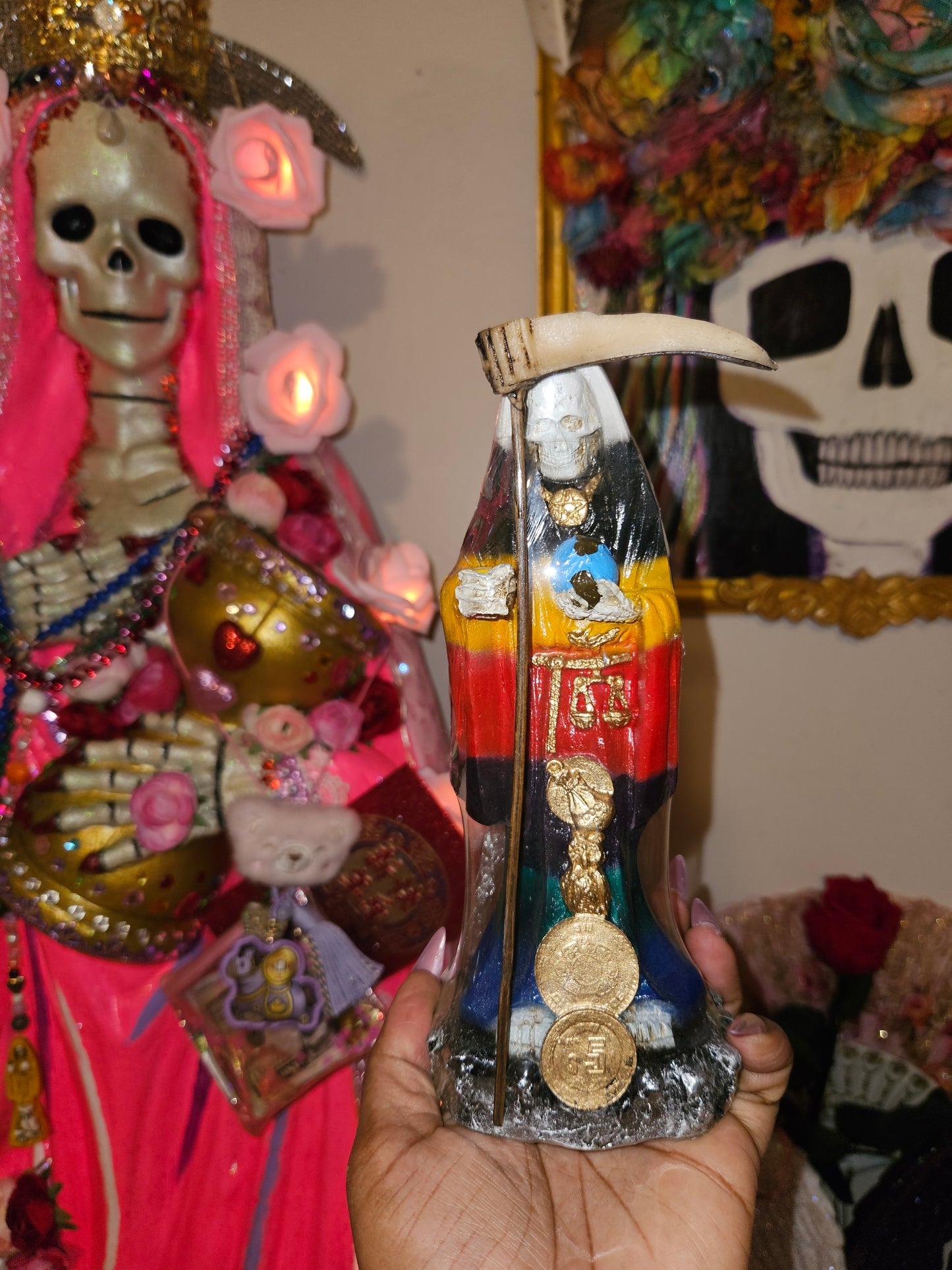 8" 7 Colores Robe Santa Muerte Statue