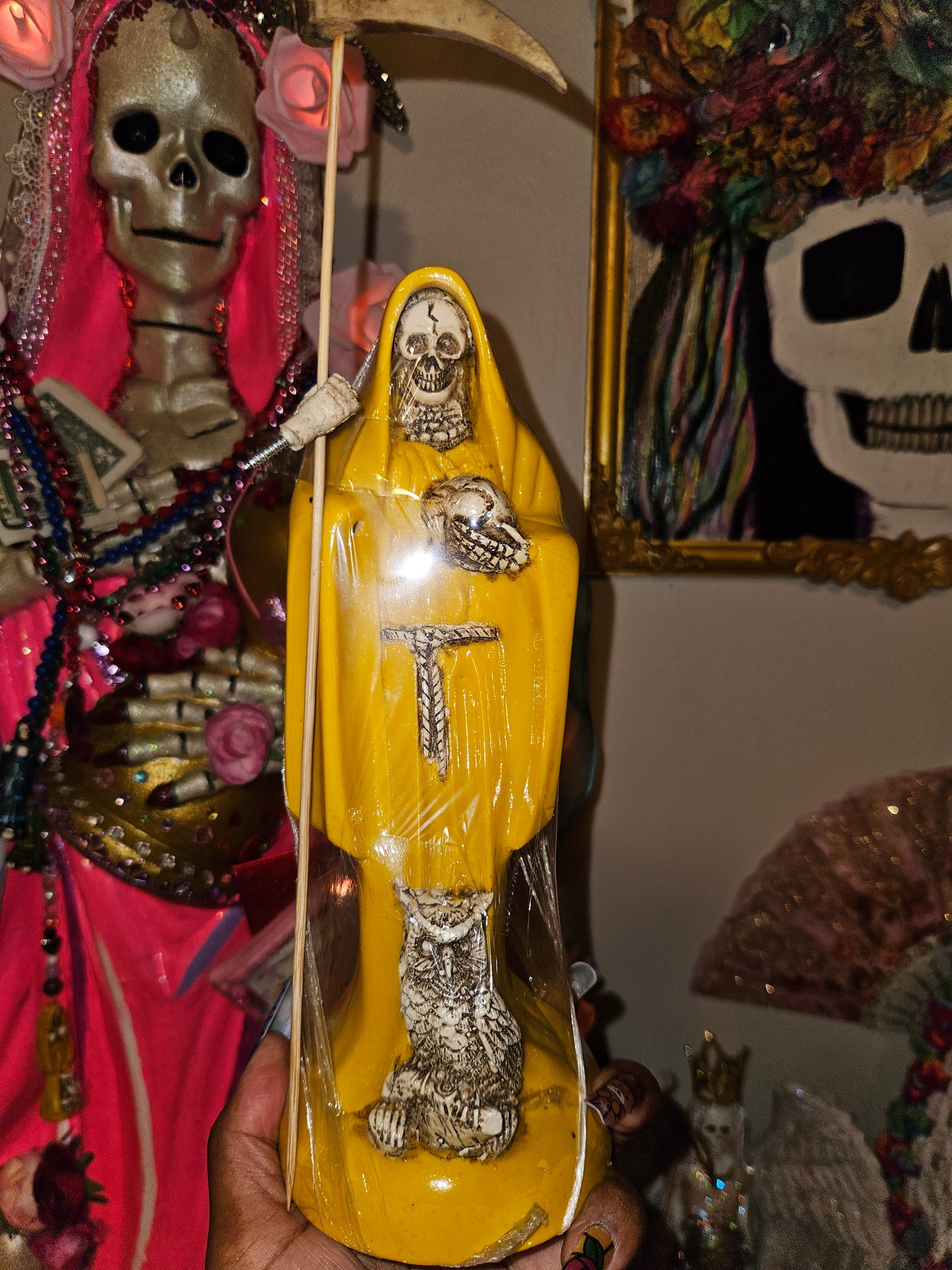 10" Marigold Yellow Robe Santa Muerte Statue