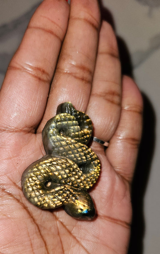 Hand-Carved Crystal Snake