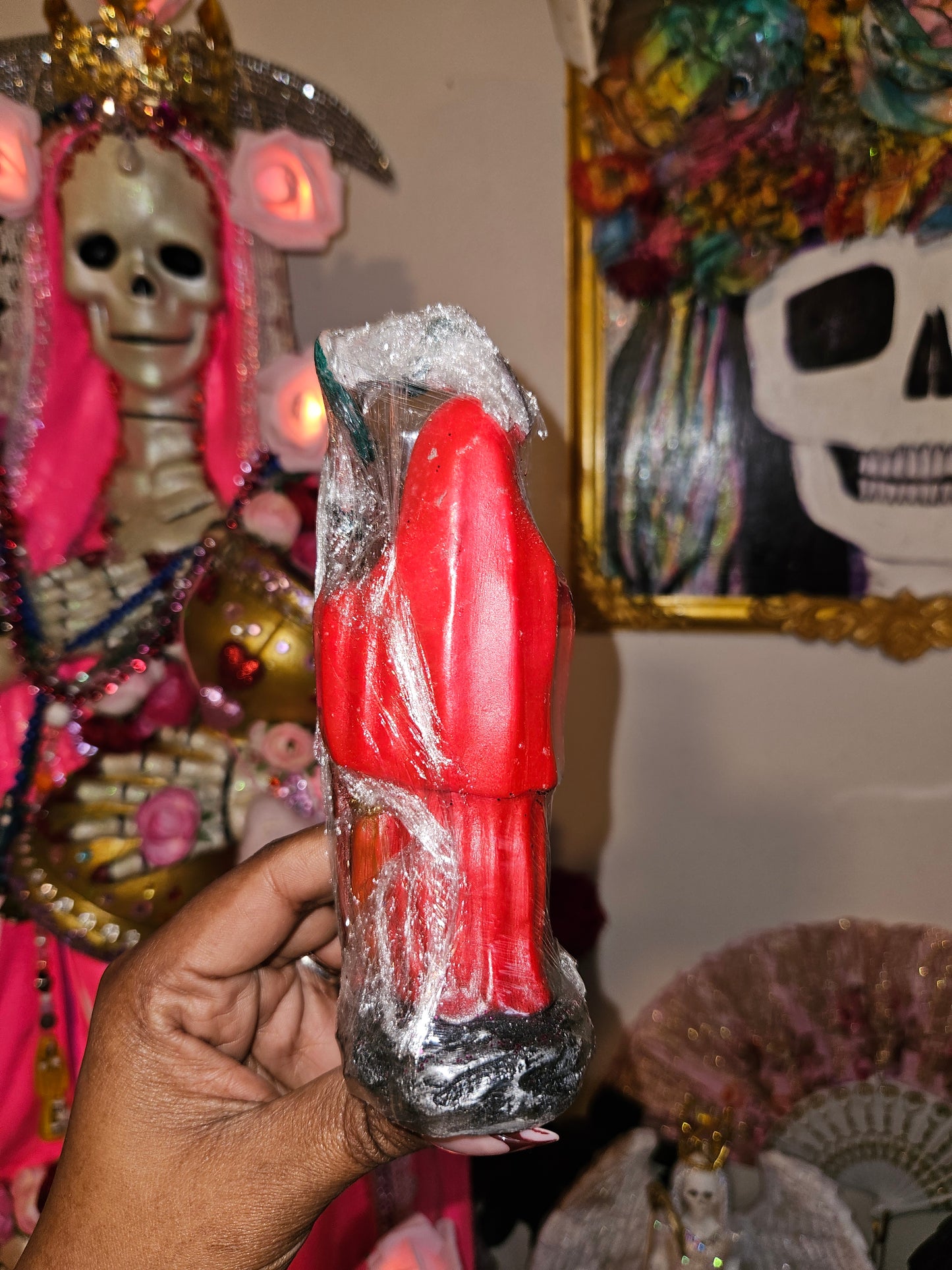 6" Rose on Scythe Santa Muerte Statue