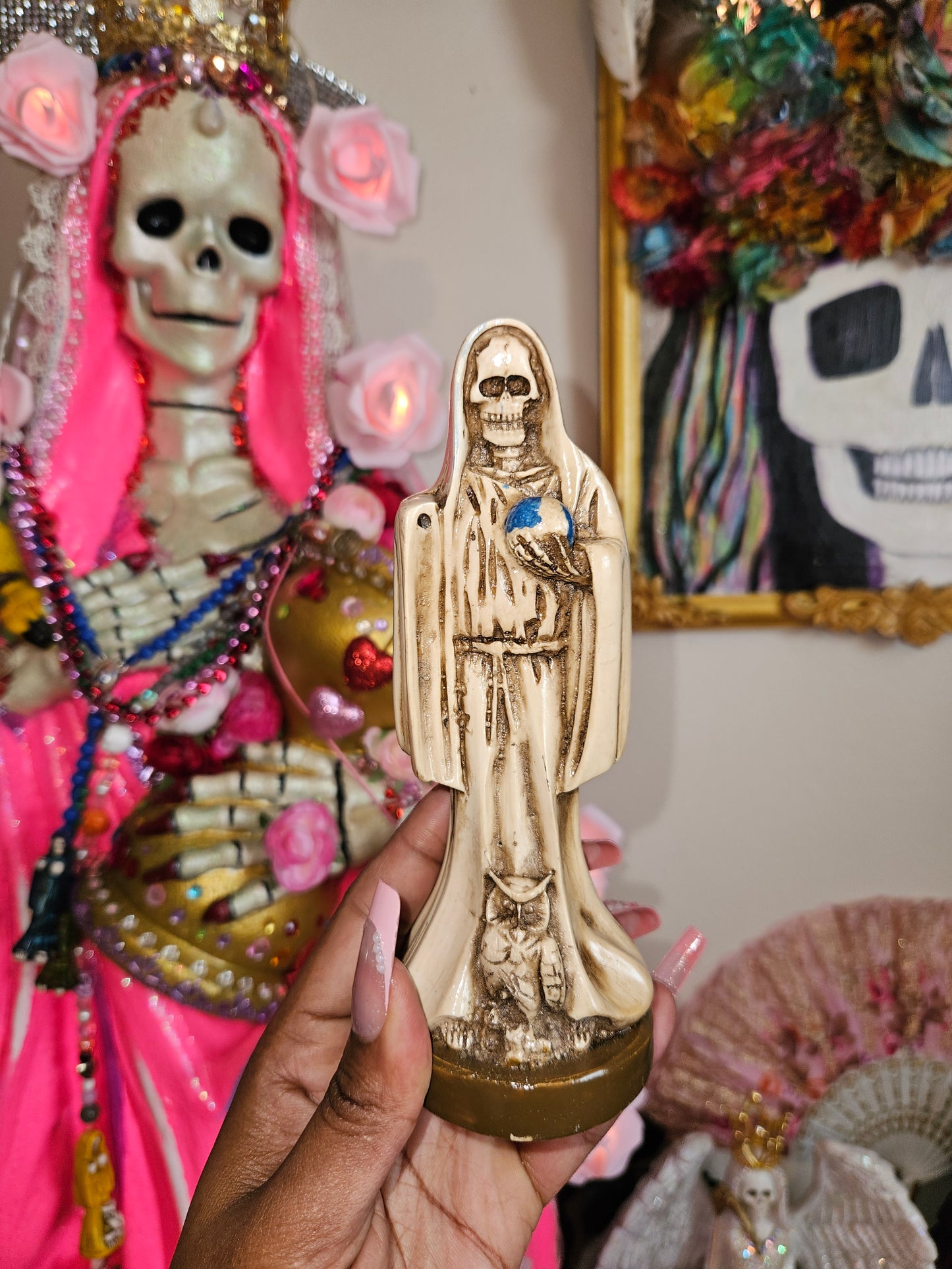 6" Bone Santa Muerte Statue