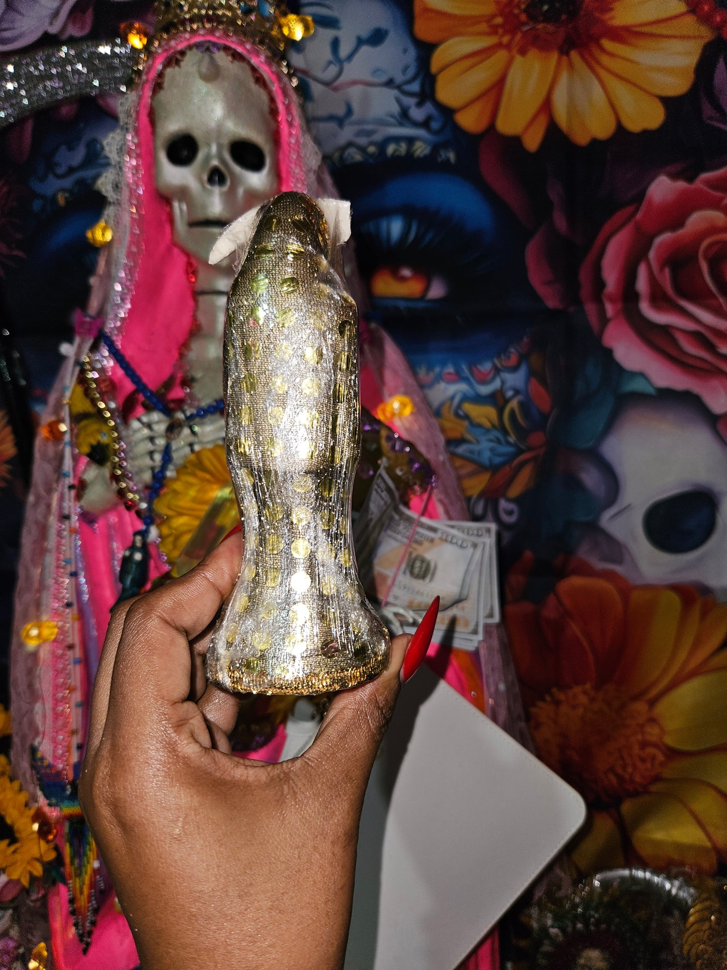 6" Gold Oro Robe Santa Muerte Statue