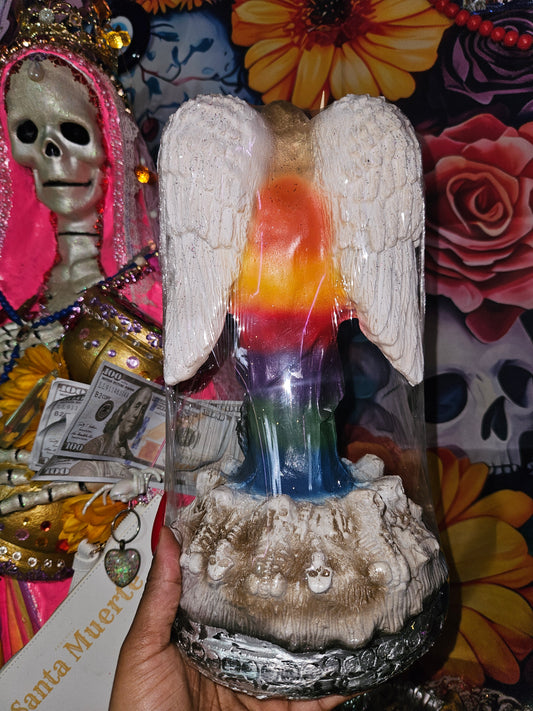 12" Winged 7 Colores/Rainbow Robe Statue