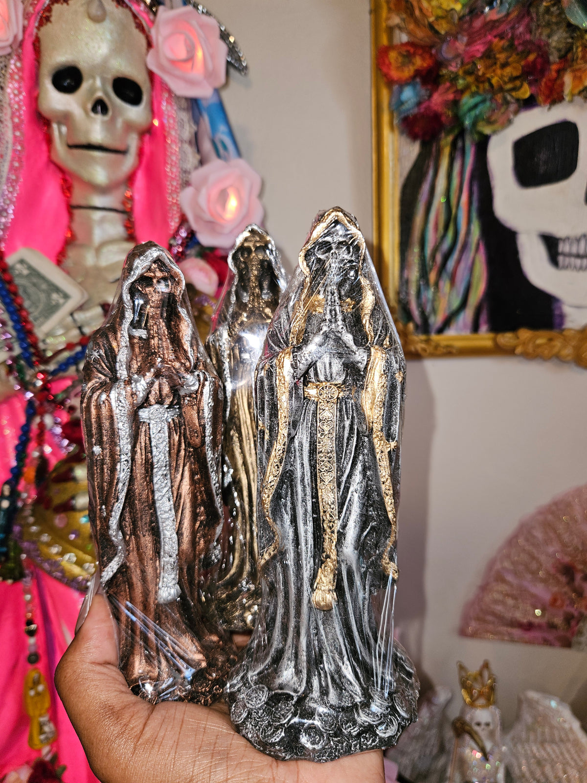 7" Prayer Hands Santa Muerte Statue