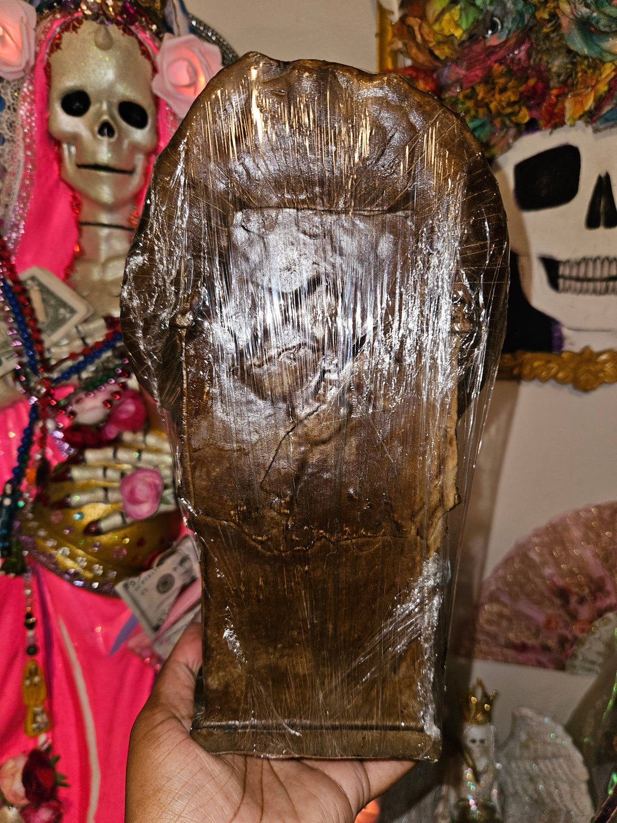 10" Aztec/ Mexica Sitting Santa Muerte Statue