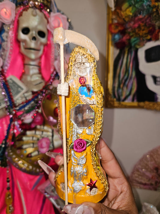 6" Vestida Marigold Yellow Santa Muerte Statue