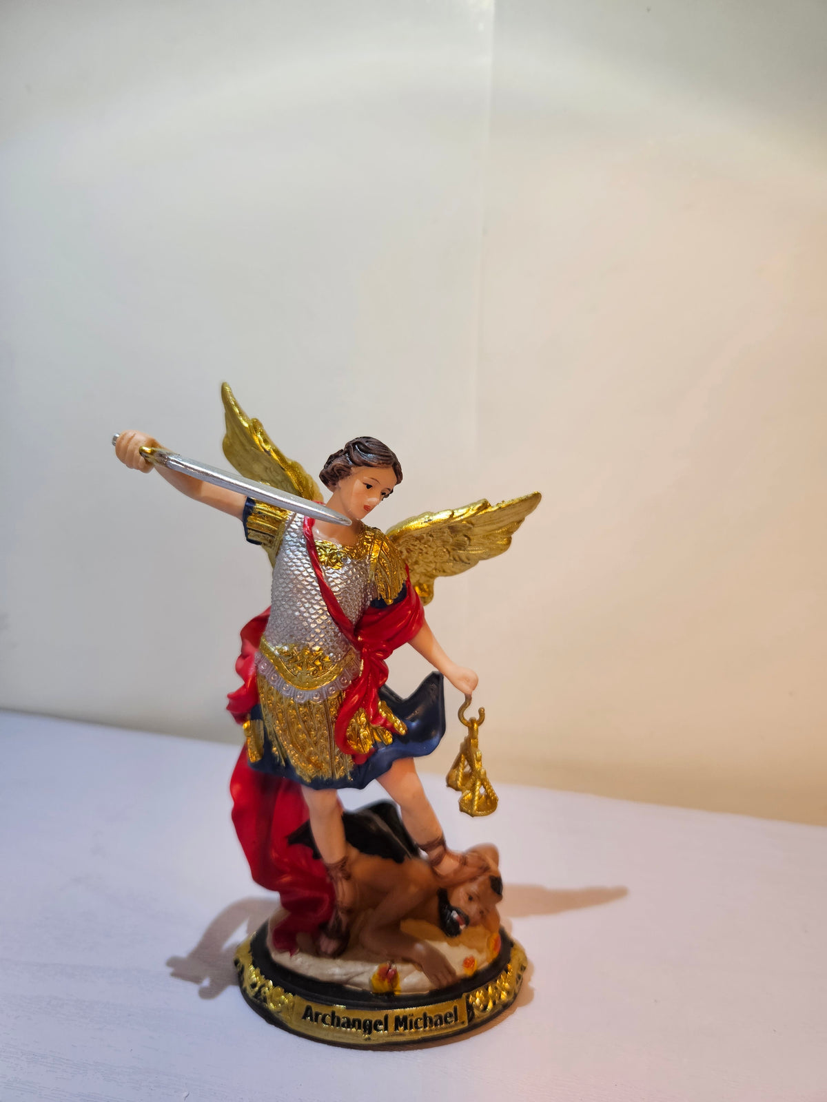 5" Archangel Saint Michael Statue w/ Removable Sword & Scales