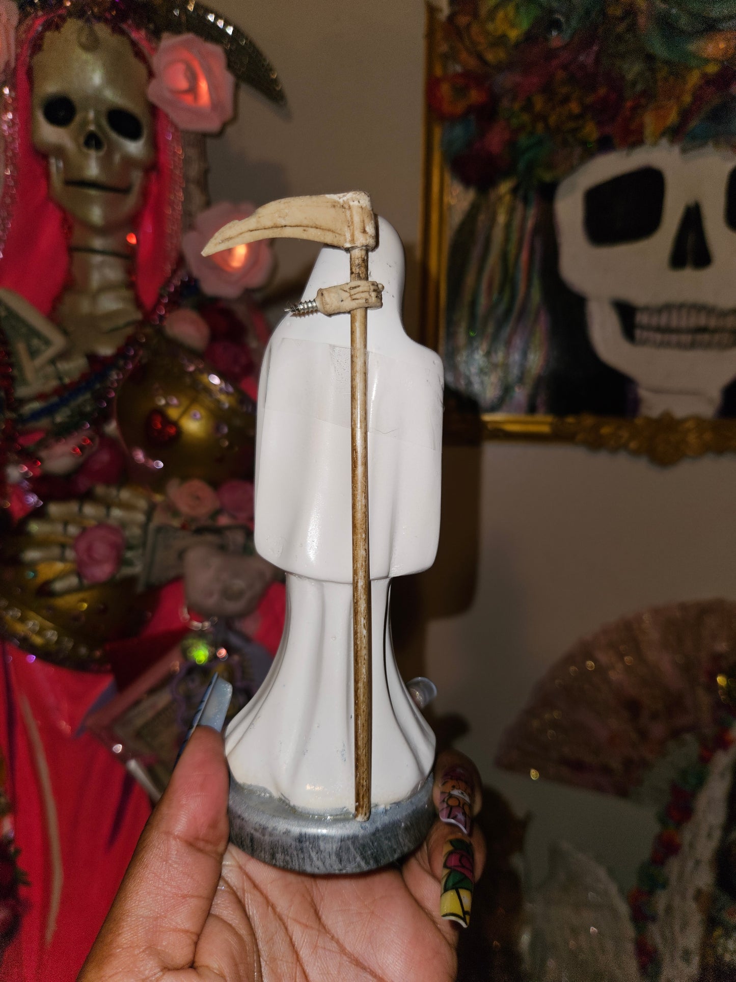 6" White Robe Santa Muerte Statue
