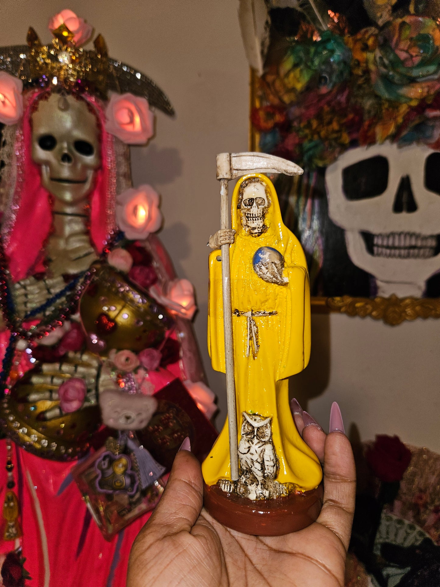 6" Yellow Robe Santa Muerte Statue