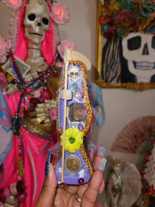 6" Vestida Purple Robe Santa Muerte Statue