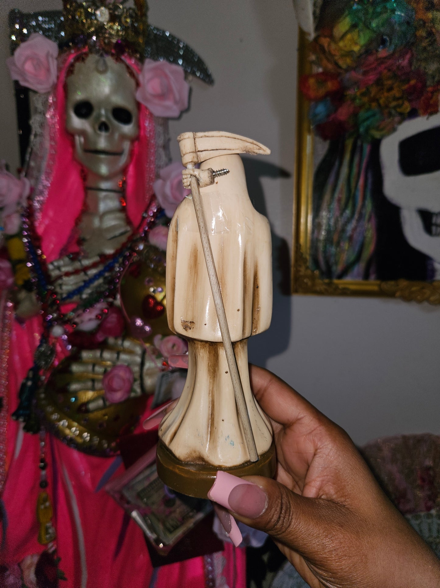 6" Bone Santa Muerte Statue