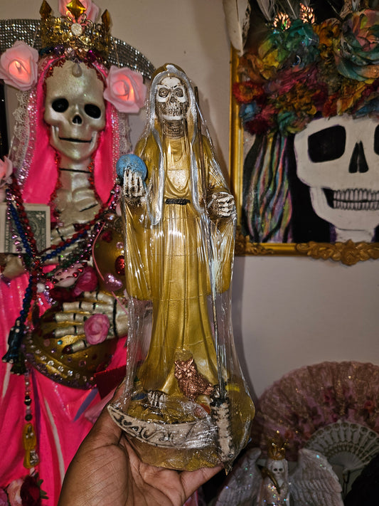 12" Gold Robe Santa Muerte Statue