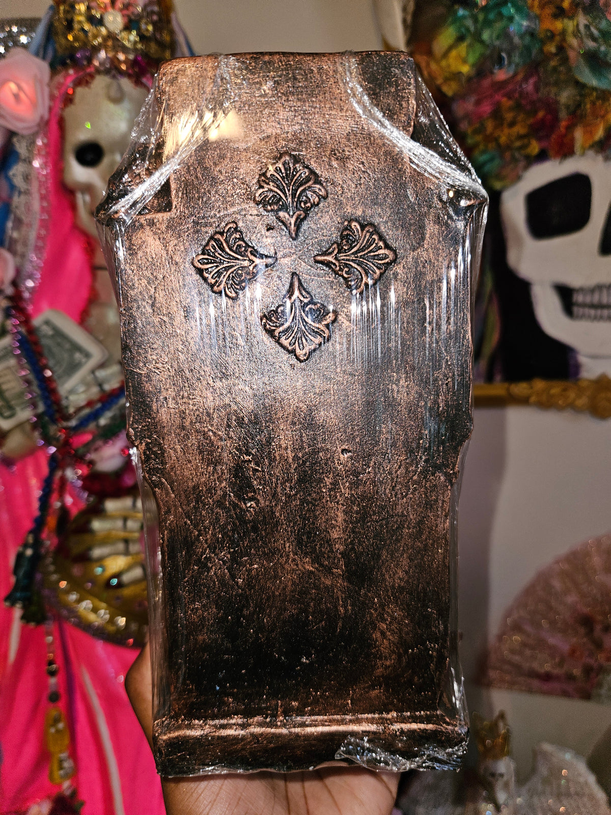 9 " Sitting White Robe Santa Muerte Statue