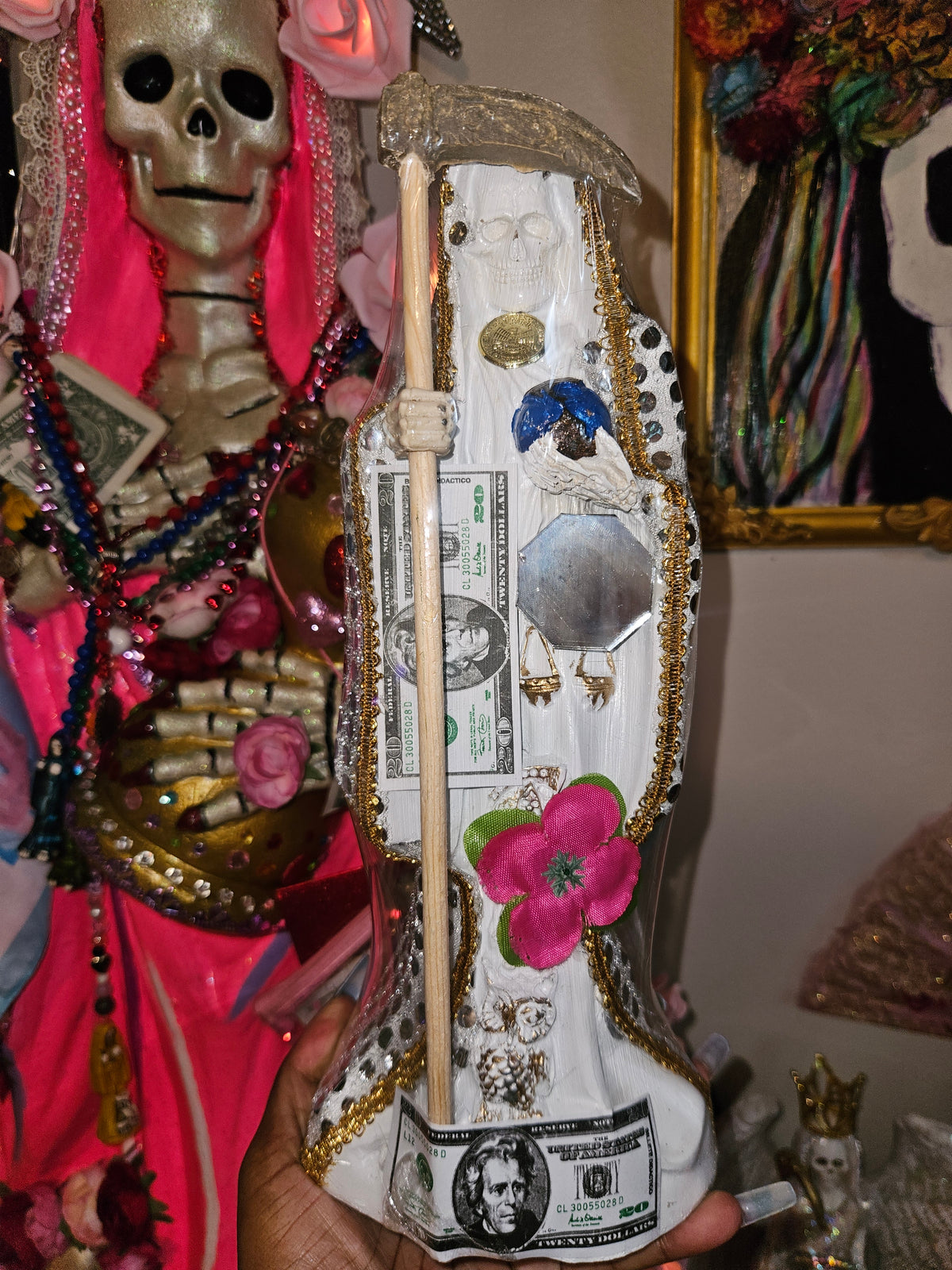 12 " Vestida White Robe Santa Muerte Statue