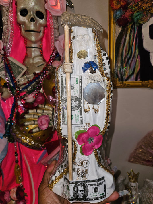 12 " Vestida White Robe Santa Muerte Statue