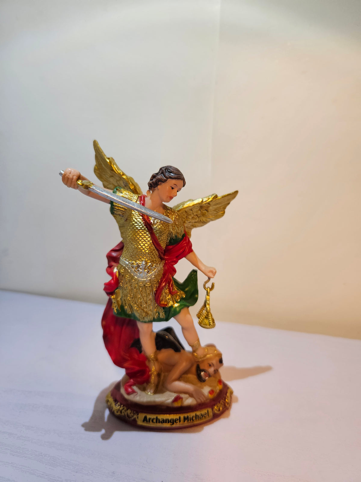 5" Archangel Saint Michael Statue w/ Removable Sword & Scales