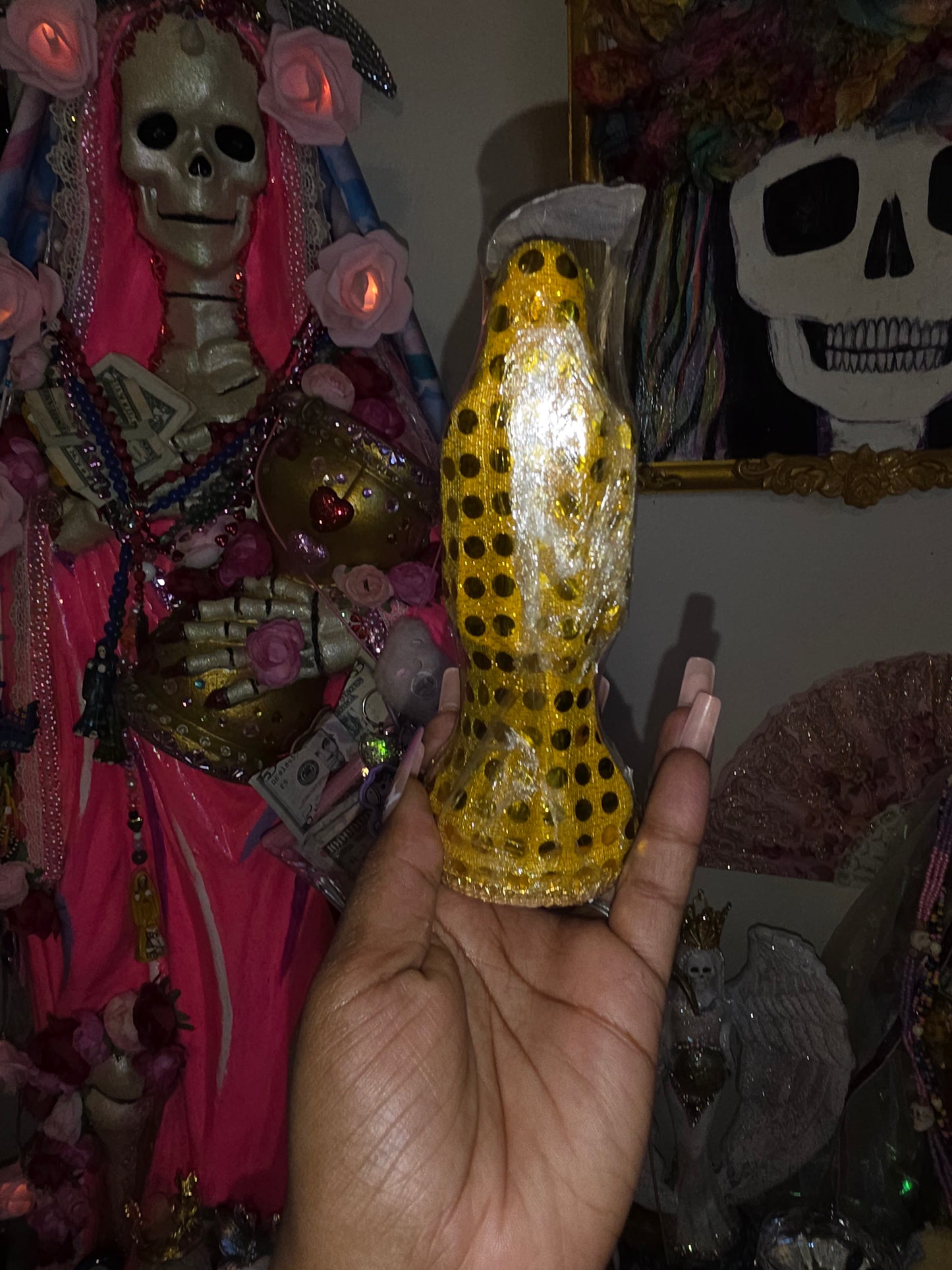 6" Vestida Marigold Yellow Santa Muerte Statue