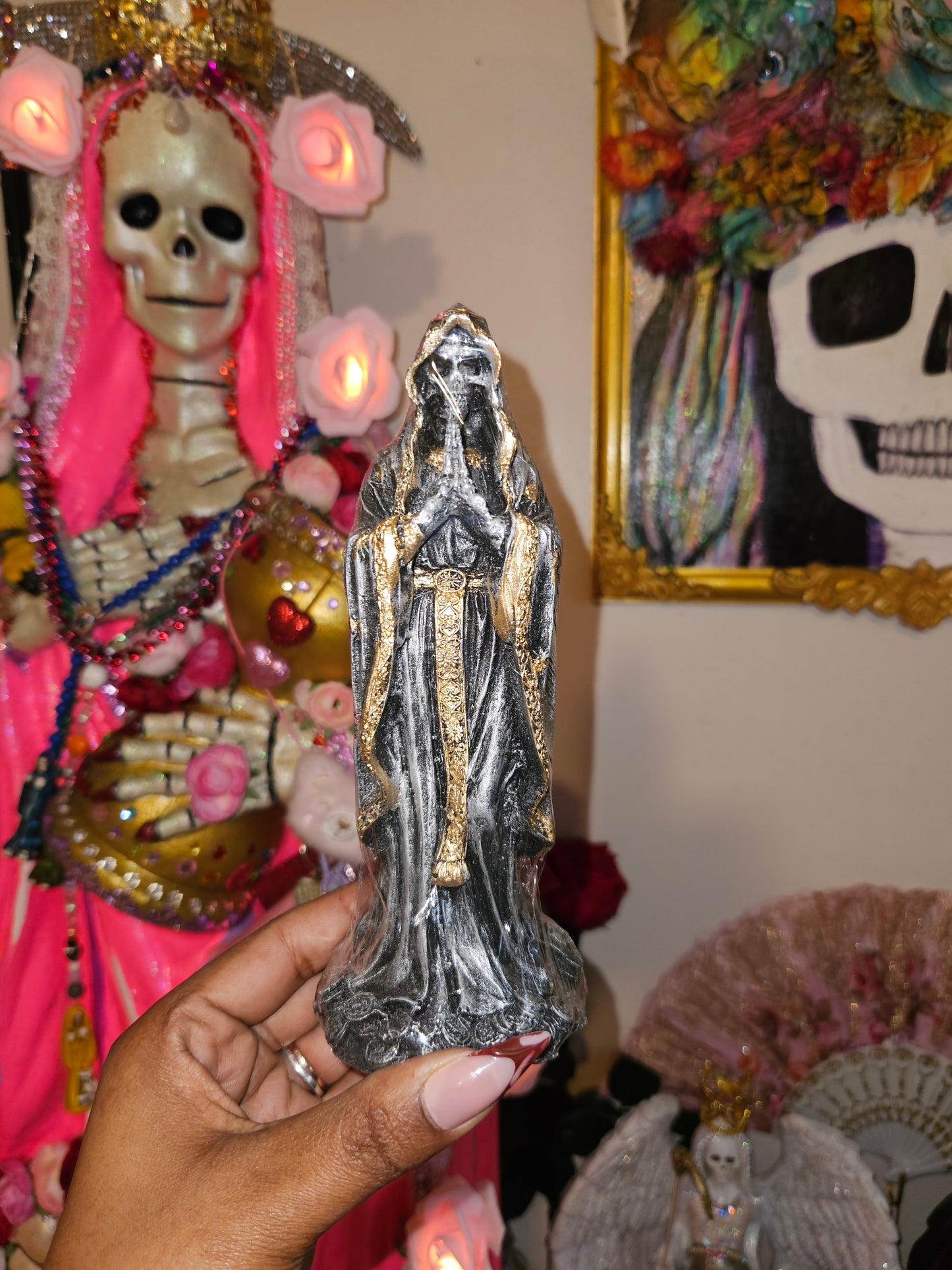 7" Prayer Hands Santa Muerte Statue