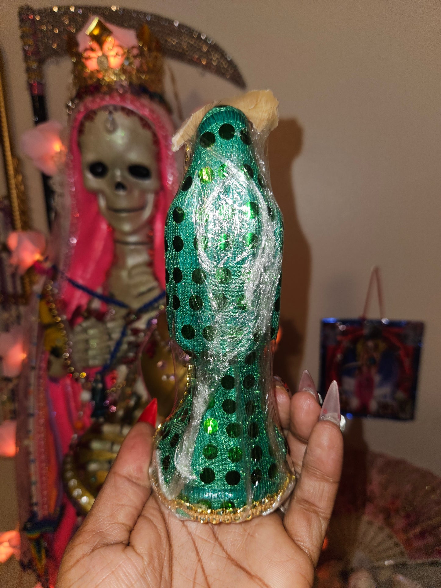 6" Vestida Green Santa Muerte Statue
