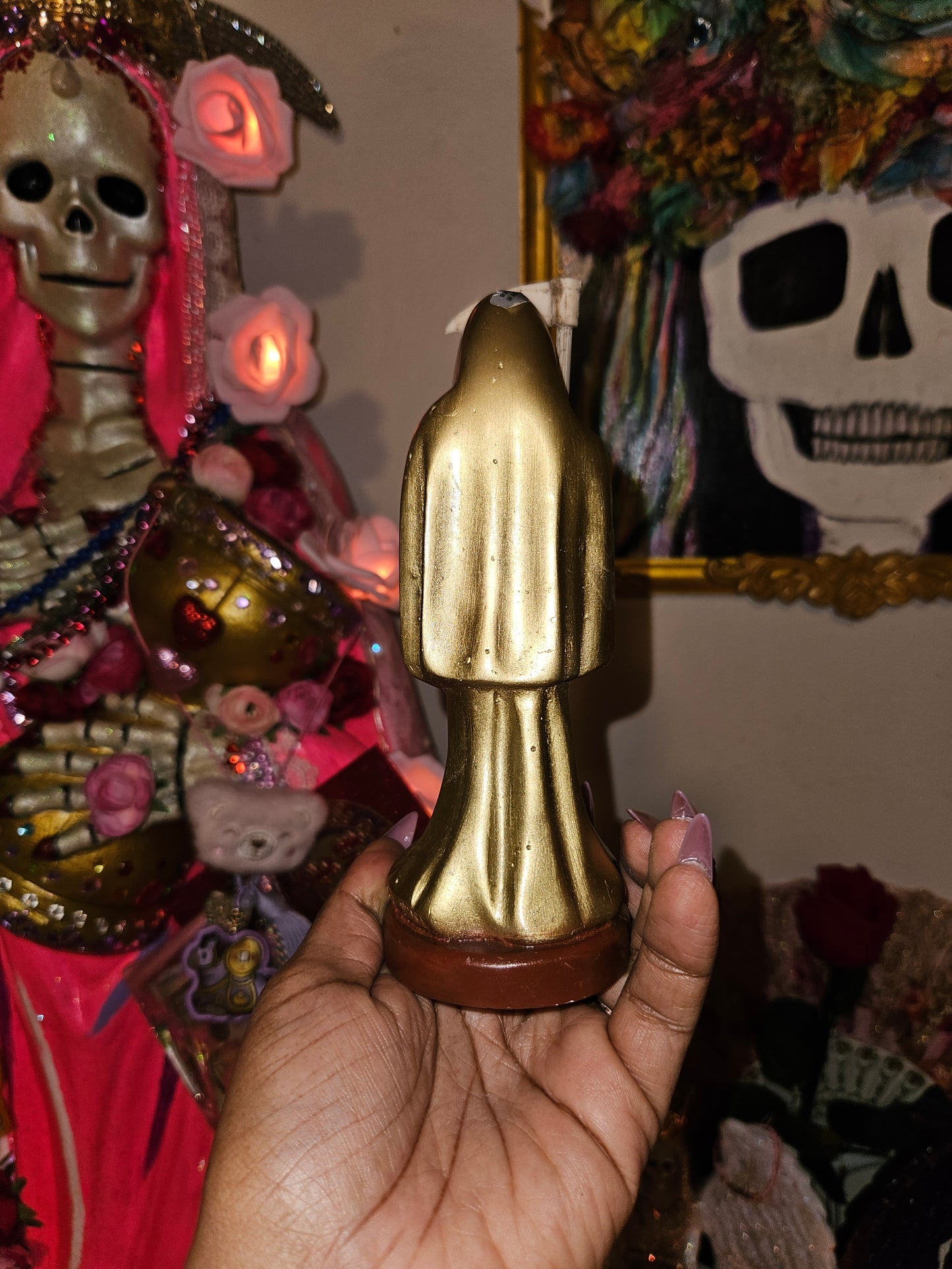 6" Gold Robe Santa Muerte Statue