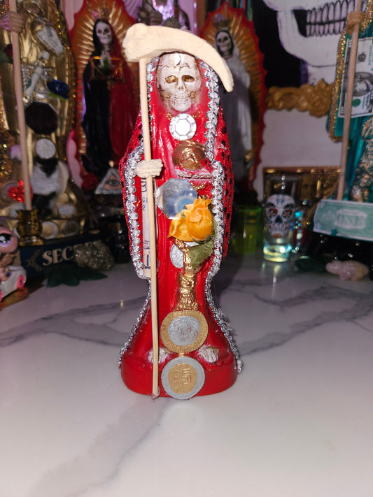 8 " Red Robe Santa Muerte Statue