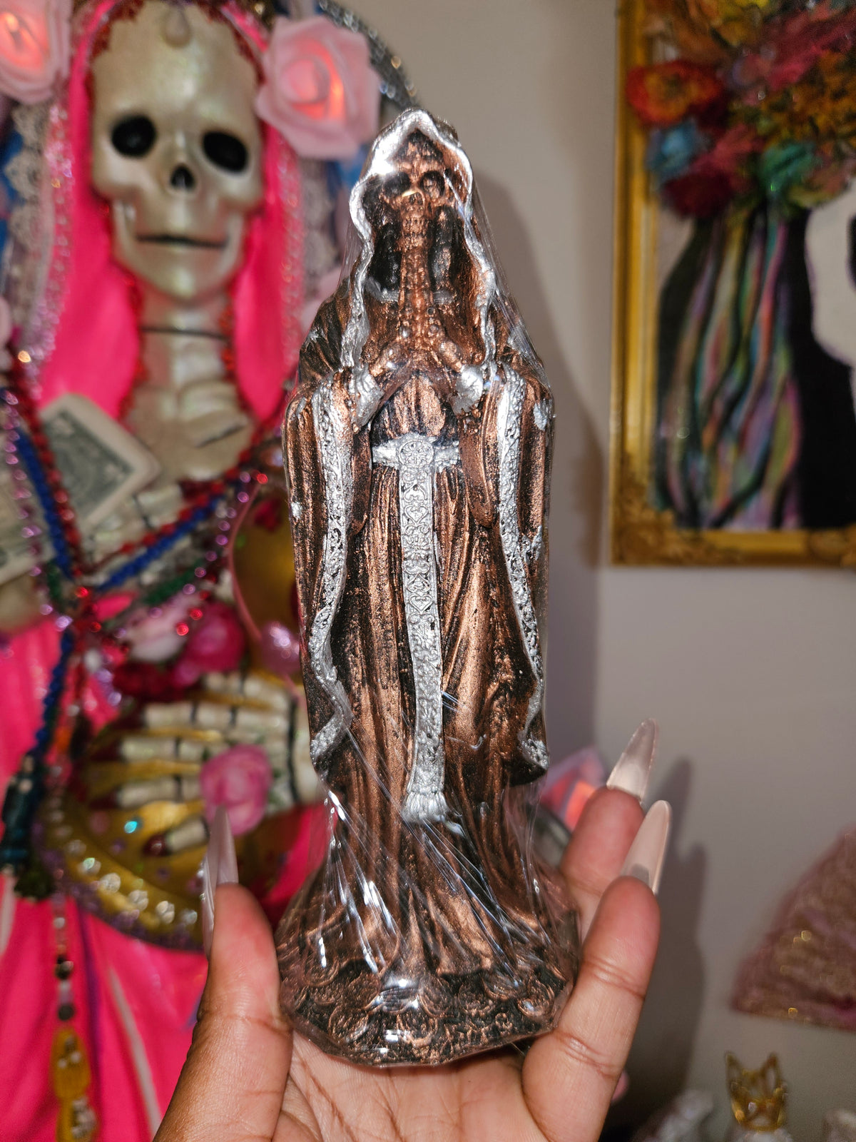 7" Prayer Hands Santa Muerte Statue
