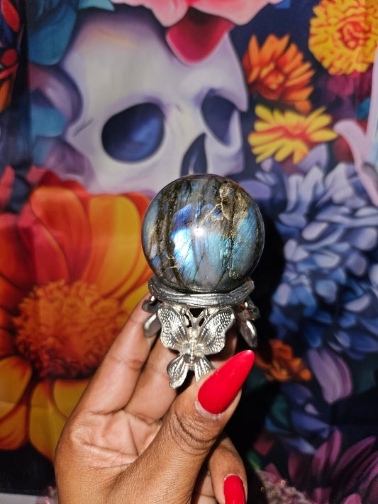 Labradorite Sphere w/ Butterfly Stand