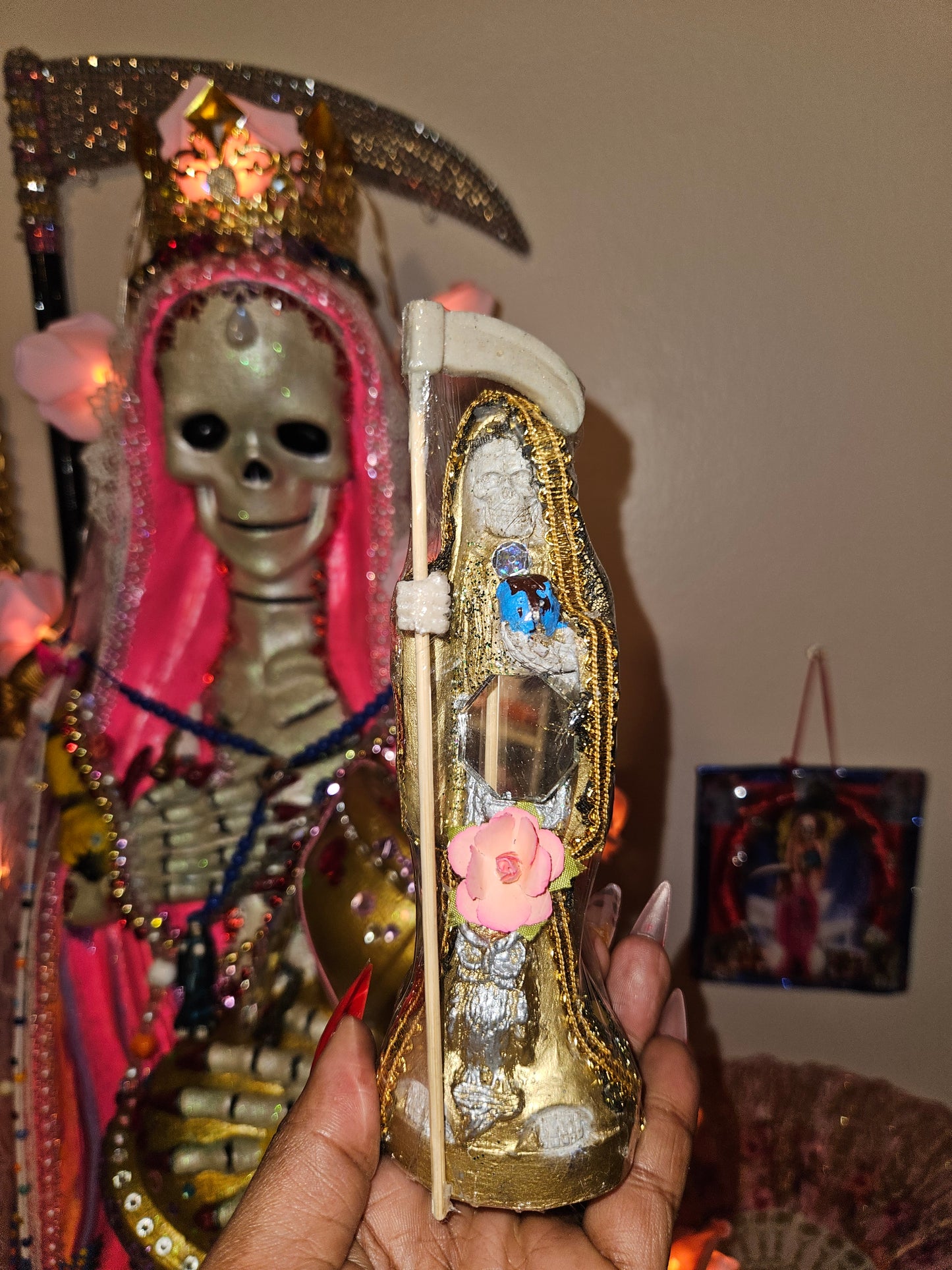 6" Gold Robe Santa Muerte Statue